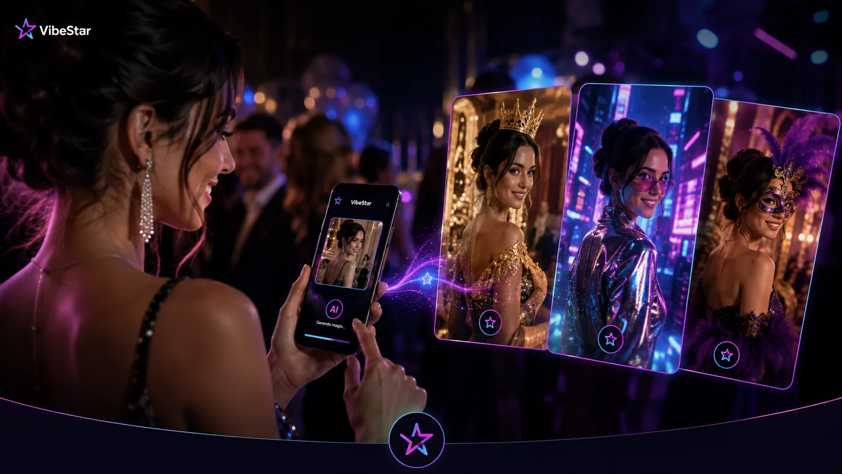 Convidada gerando uma Foto Lembrança personalizada pelo celular